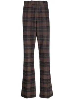 CHECKED BOXY PLAID FLARE PANTS