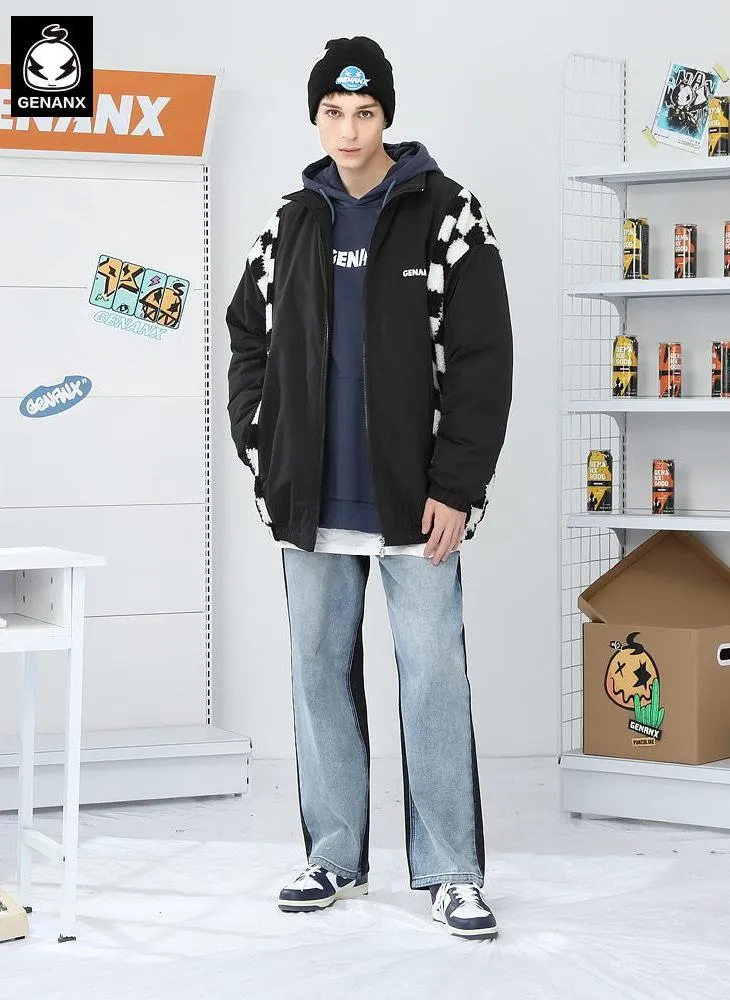 Checkerboard Cashmere Couple Padded Coat