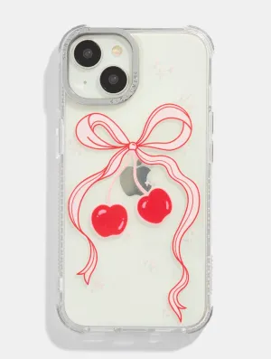 Cherry Ribbon Bow Shock iPhone Case