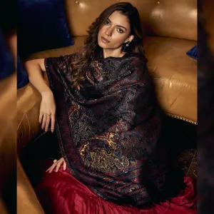 Chevron Paisley Traditional Zari Woolen Stole