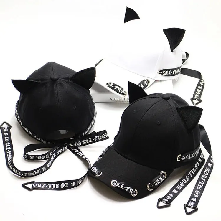 Chic Cat Ears Ribbon Baseball Cap