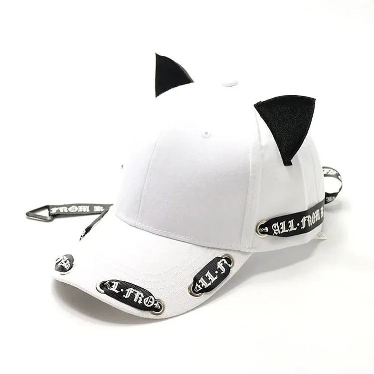 Chic Cat Ears Ribbon Baseball Cap