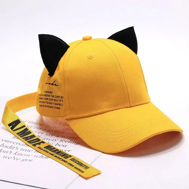 Chic Cat Ears Ribbon Baseball Cap