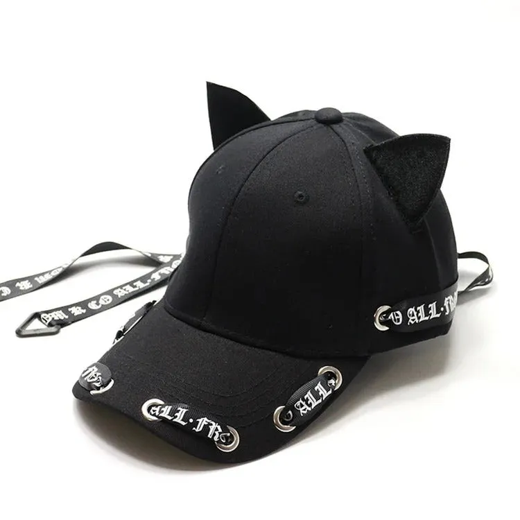 Chic Cat Ears Ribbon Baseball Cap
