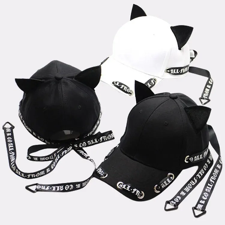 Chic Cat Ears Ribbon Baseball Cap