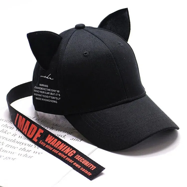 Chic Cat Ears Ribbon Baseball Cap