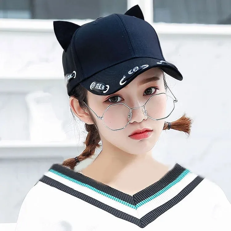 Chic Cat Ears Ribbon Baseball Cap