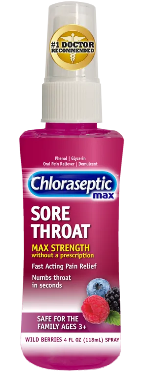 Chloraseptic Max Strength Sore Throat Spray, Wild Berries Flavor, 4.0 fl oz