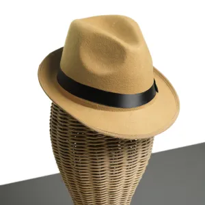 Chokore Vintage Fedora Hat with Short Brim (Camel)
