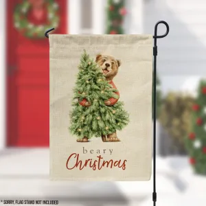 Christmas garden flag Beary Christmas cute watercolor bear