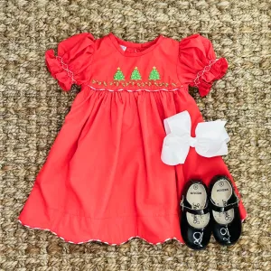 Christmas Tree  Embroidered Dress