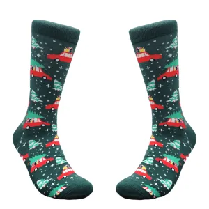 Christmas Tree on a Car Socks from the Sock Panda (Adult Large - Men's Shoe Sizes 8-12)