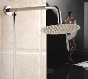 Chrome Finished Rainfall Ultra thin Shower Head and Shower Arm with Shower Hose