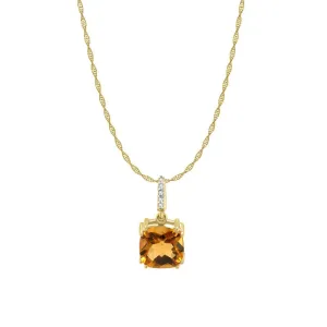 Citrine and Diamond Pendant in 10K Gold