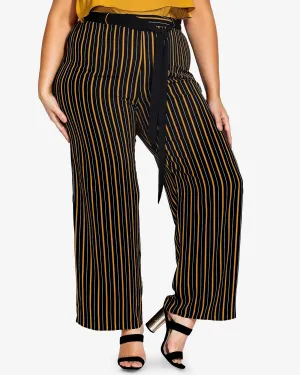 City Chic Women's Trendy   Striped Palazzo Pants Black  18W | Black
