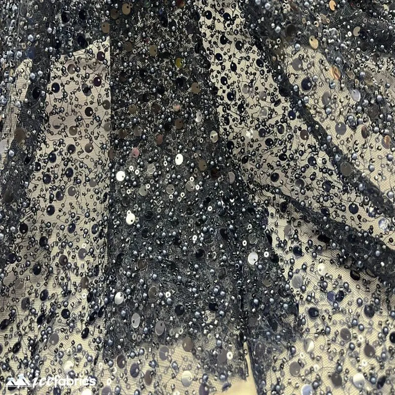 Classic All Over Beaded Sequin Bridal Fabric / Handmade