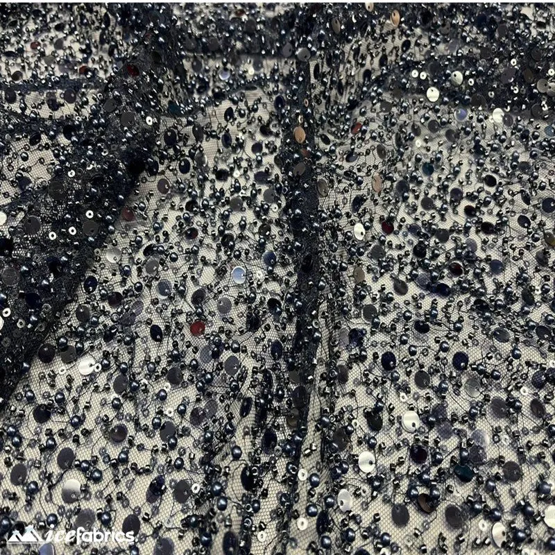 Classic All Over Beaded Sequin Bridal Fabric / Handmade
