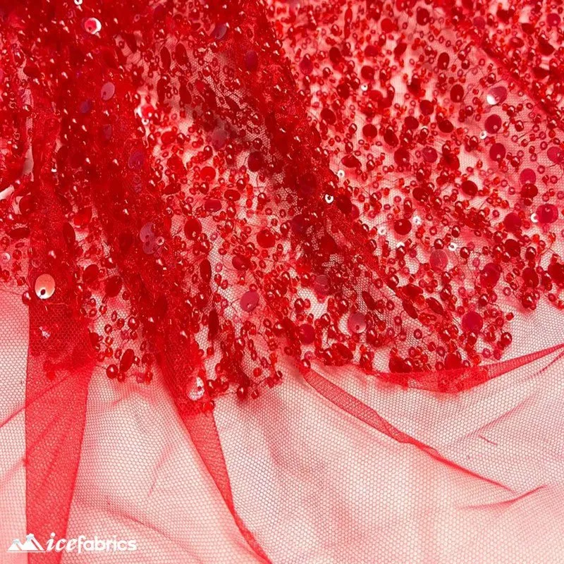 Classic All Over Beaded Sequin Bridal Fabric / Handmade