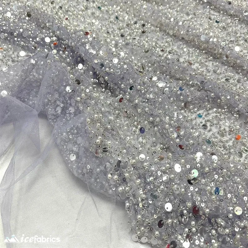 Classic All Over Beaded Sequin Bridal Fabric / Handmade