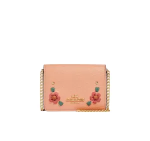 Coach Mini Wallet On A Chain With Floral Whipstitch
