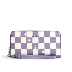 Coach Women's Long Zip Around Wallet With Checkerboard Print