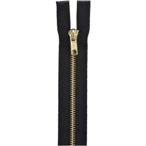 Coats Heavyweight Brass Separating Metal Zipper 18in Black