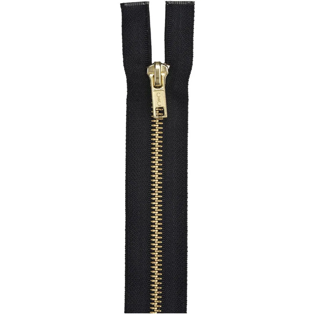 Coats Heavyweight Brass Separating Metal Zipper 18in Black