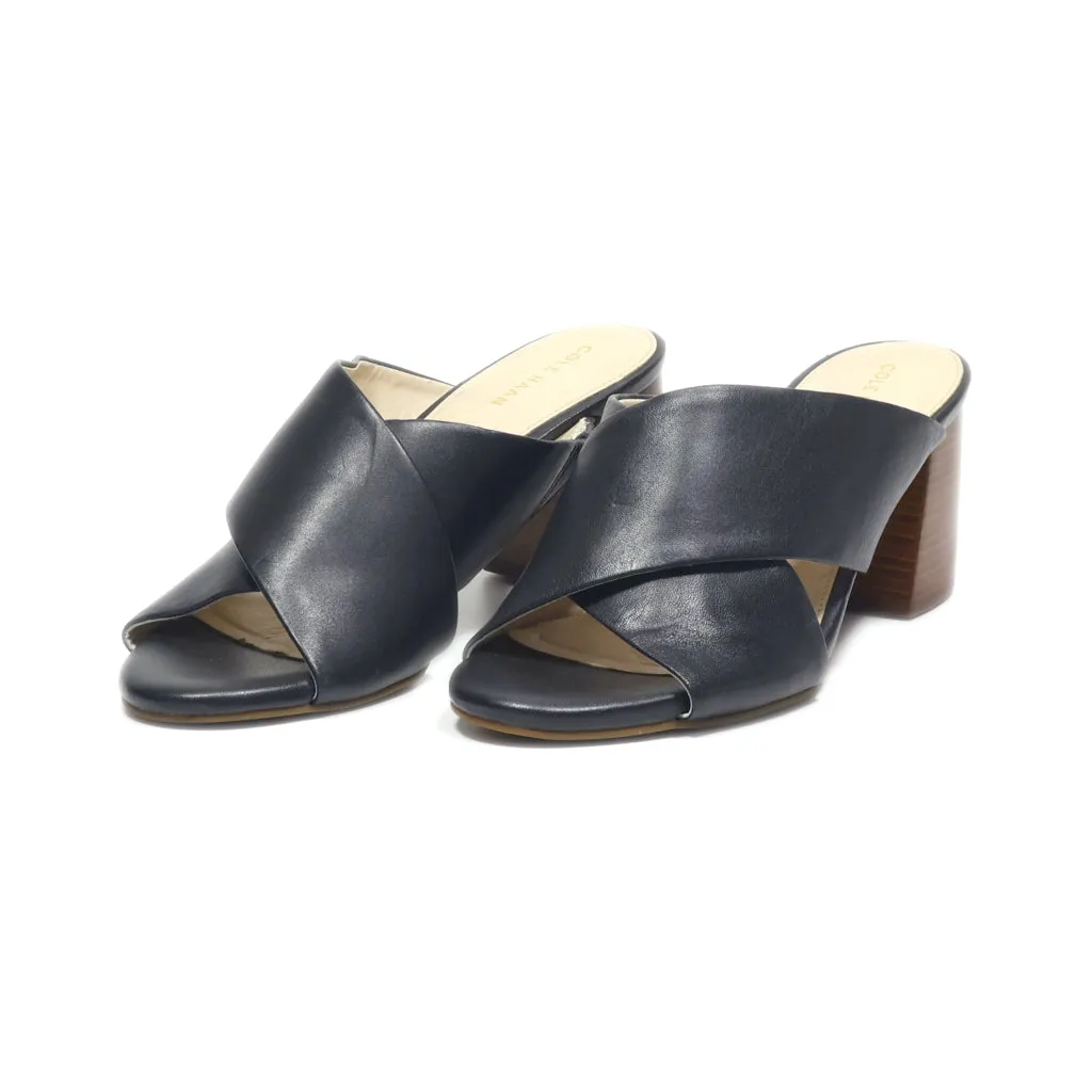 Cole Haan Peep Toe Leather Black Colour For Women