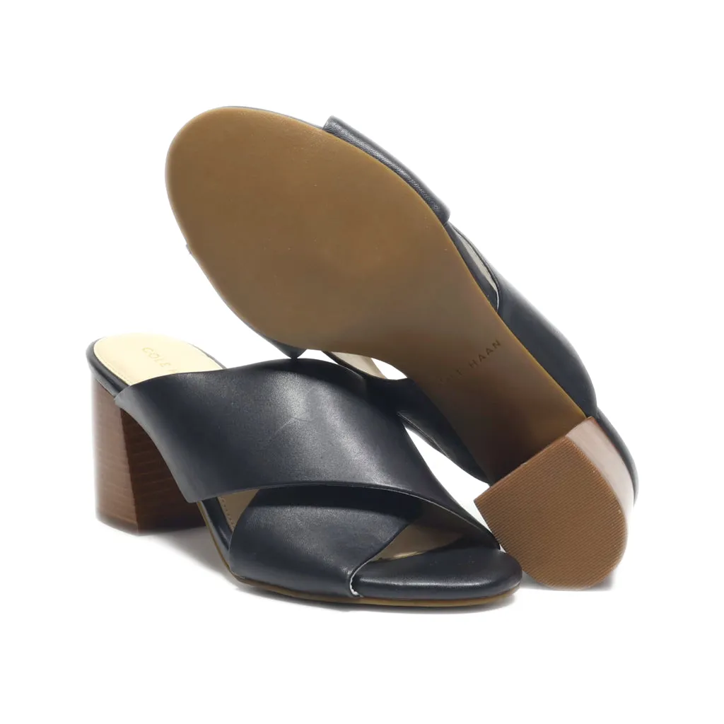 Cole Haan Peep Toe Leather Black Colour For Women
