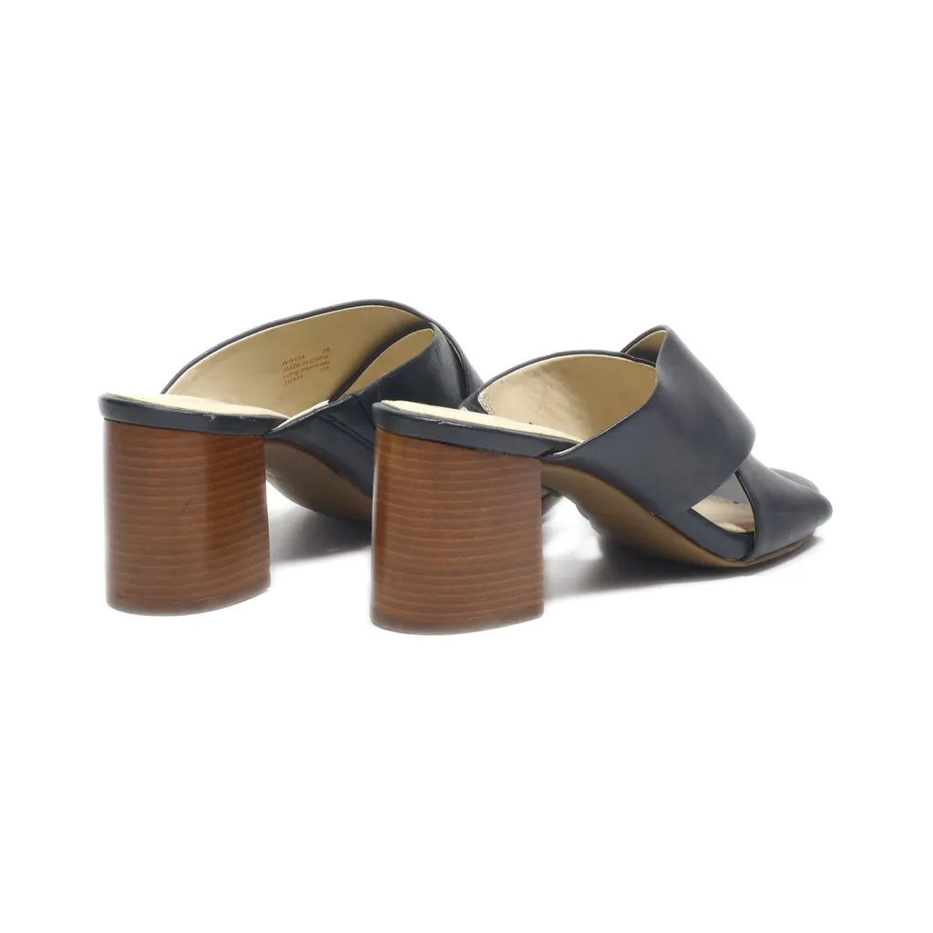 Cole Haan Peep Toe Leather Black Colour For Women