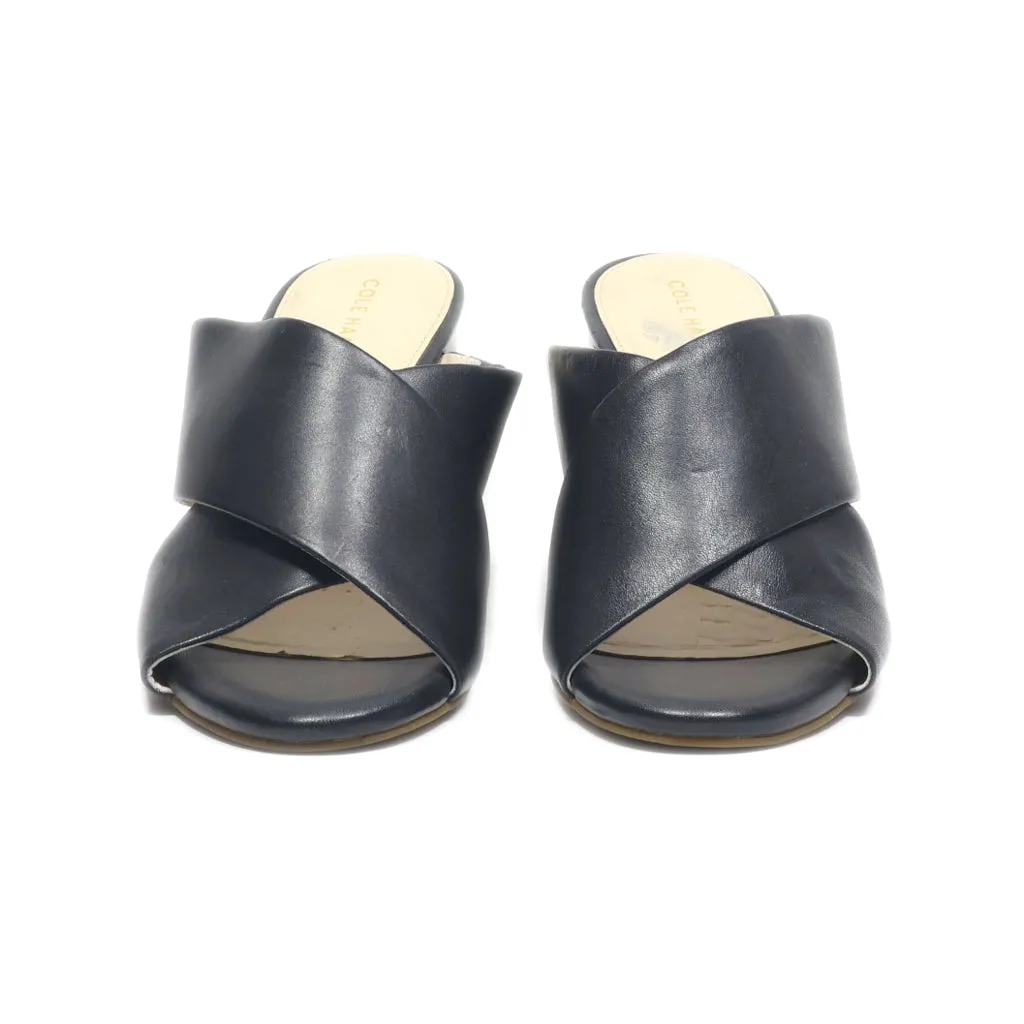 Cole Haan Peep Toe Leather Black Colour For Women