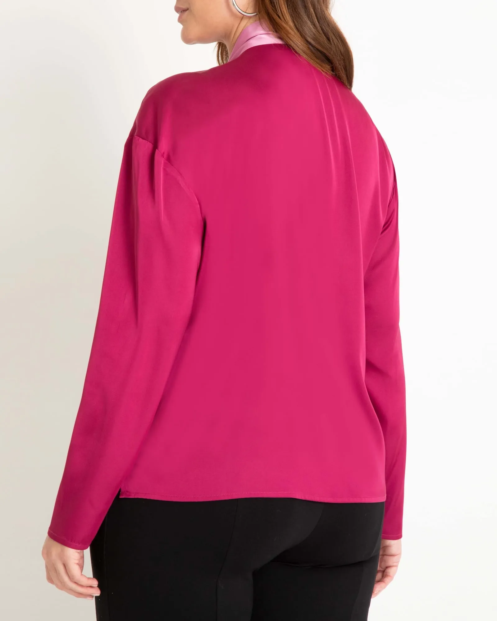 Colorblocked Tie Neck Blouse | Grape And Lavender