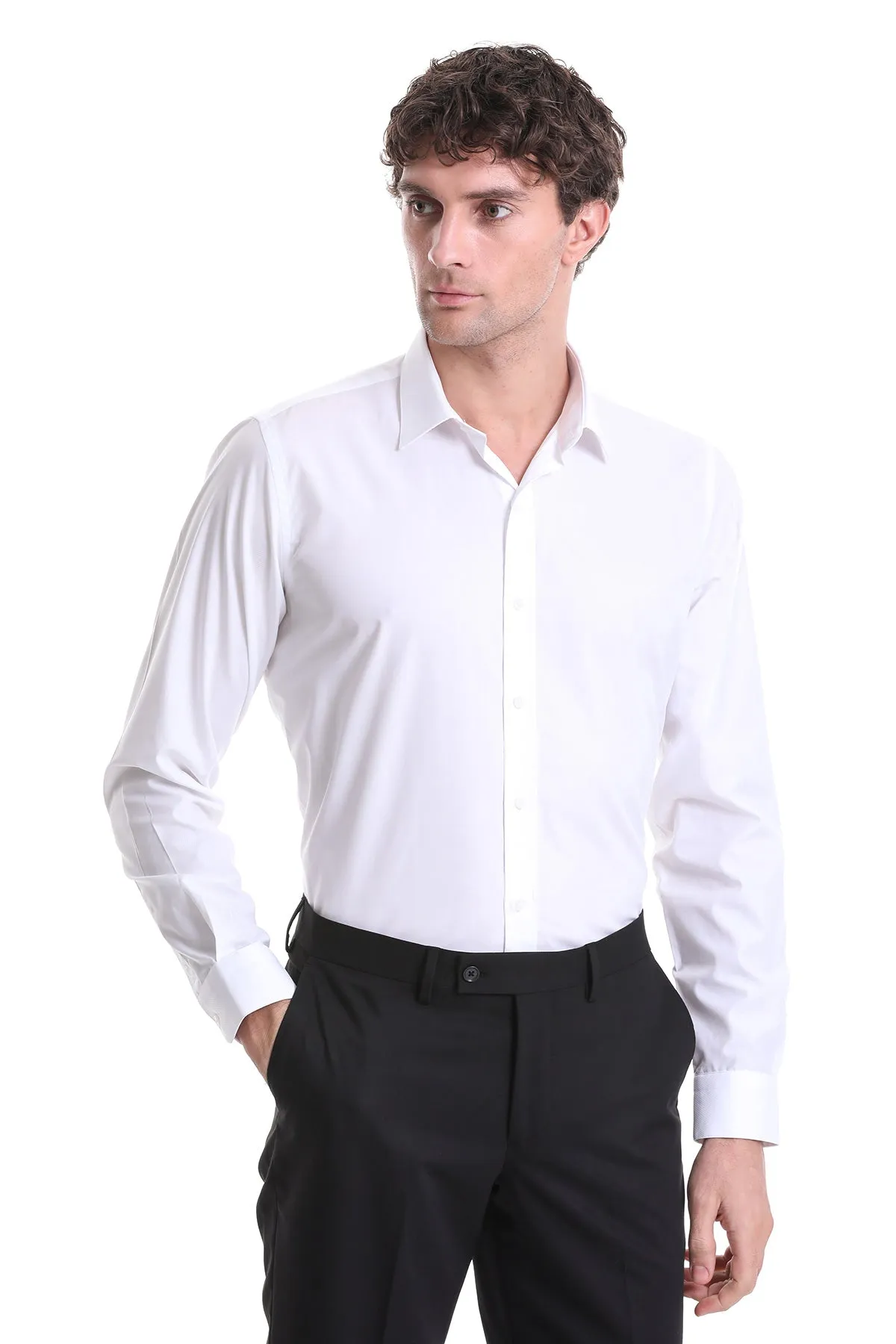 Comfort Fit Cotton White Casual Shirt