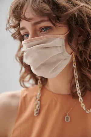 Comfortable Cotton Linen Face Mask with Acrylic Chain <br>  -BEG-