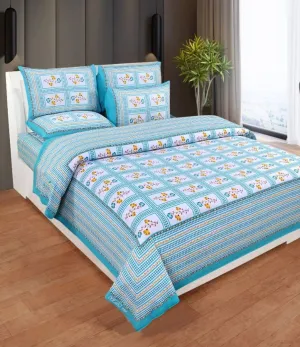 Comfortable Printed Cotton Double Bedsheet With 2 Pillow Covers - Free Shipping*