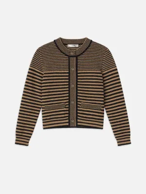 Compact Stripe Cardi -- Tan Multi