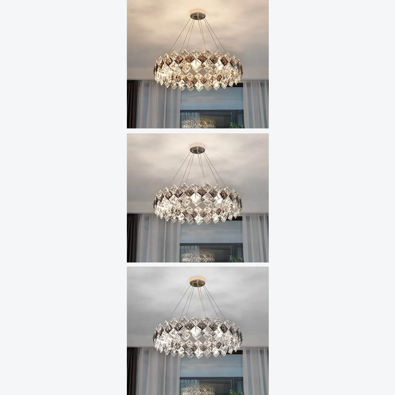 Contemporary Luxury Crystal Diamond Circle Plated Hardware 5/6/7/8/10/14 Light Chandelier For Living Room