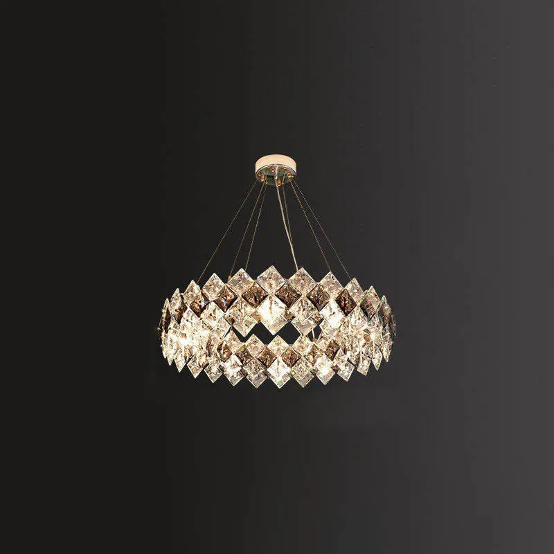 Contemporary Luxury Crystal Diamond Circle Plated Hardware 5/6/7/8/10/14 Light Chandelier For Living Room