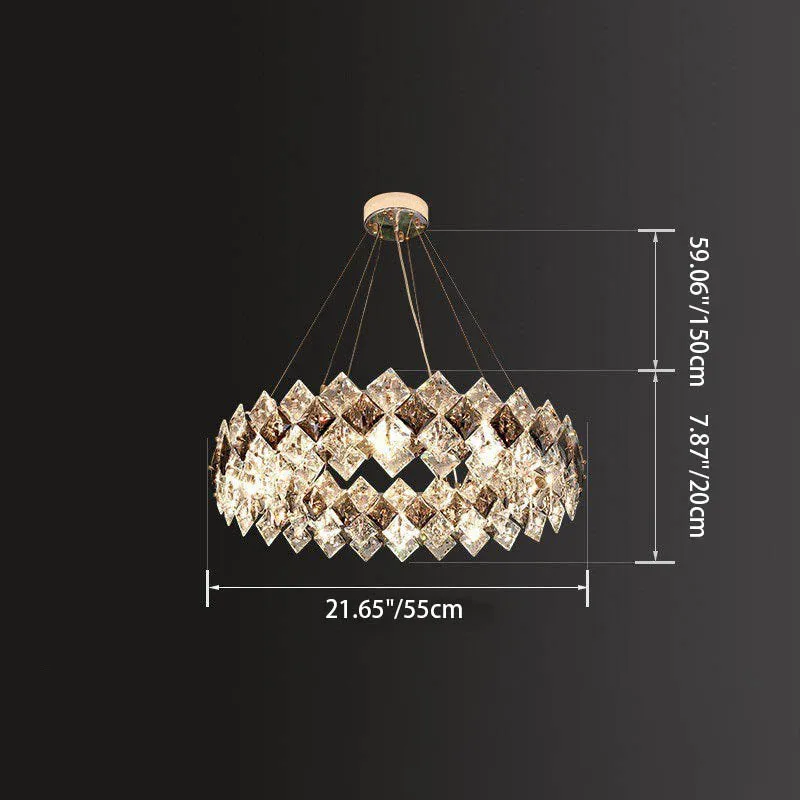 Contemporary Luxury Crystal Diamond Circle Plated Hardware 5/6/7/8/10/14 Light Chandelier For Living Room