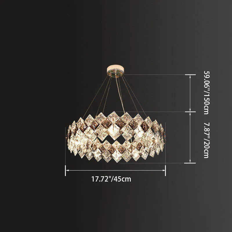 Contemporary Luxury Crystal Diamond Circle Plated Hardware 5/6/7/8/10/14 Light Chandelier For Living Room