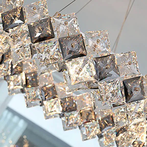 Contemporary Luxury Crystal Diamond Circle Plated Hardware 5/6/7/8/10/14 Light Chandelier For Living Room