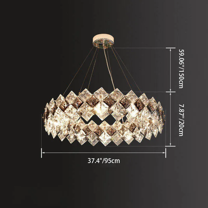 Contemporary Luxury Crystal Diamond Circle Plated Hardware 5/6/7/8/10/14 Light Chandelier For Living Room
