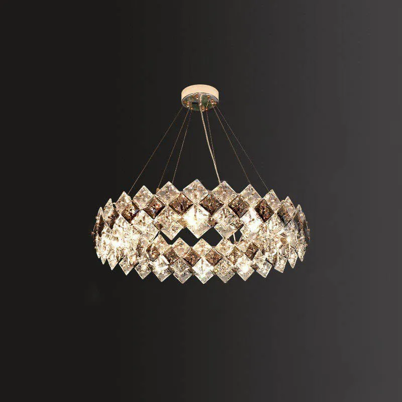 Contemporary Luxury Crystal Diamond Circle Plated Hardware 5/6/7/8/10/14 Light Chandelier For Living Room