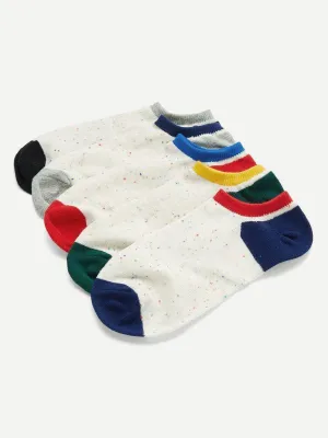 Contrast Cuff Design Socks 5pairs