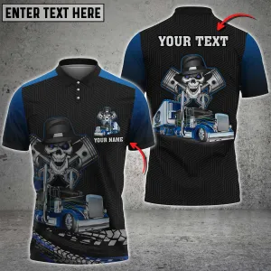 Coolspod Skull Trucking Personalized Name 3D Polo Shirt For Truck Driver 4 Colors