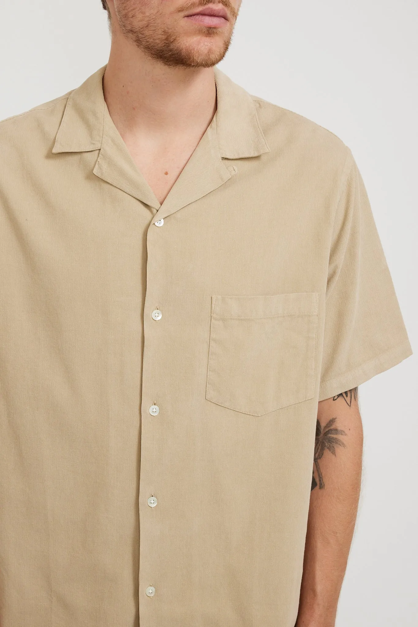 Cord Camp Collar Shirt Cream