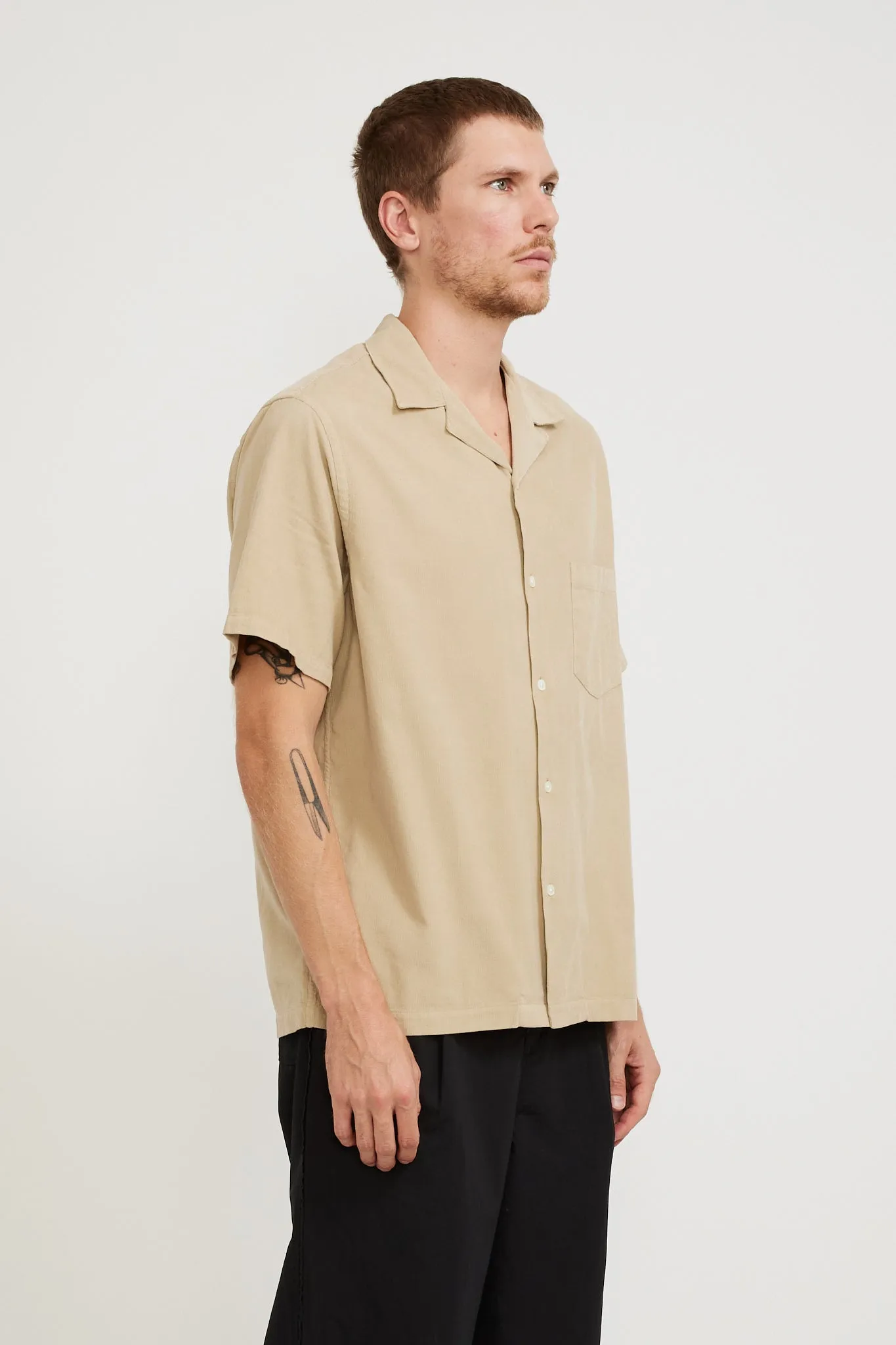 Cord Camp Collar Shirt Cream