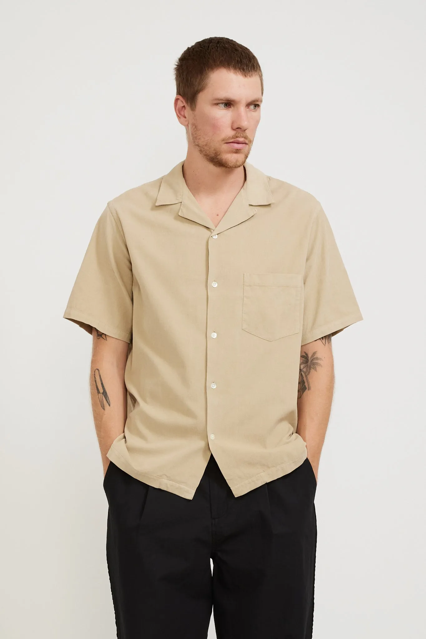 Cord Camp Collar Shirt Cream