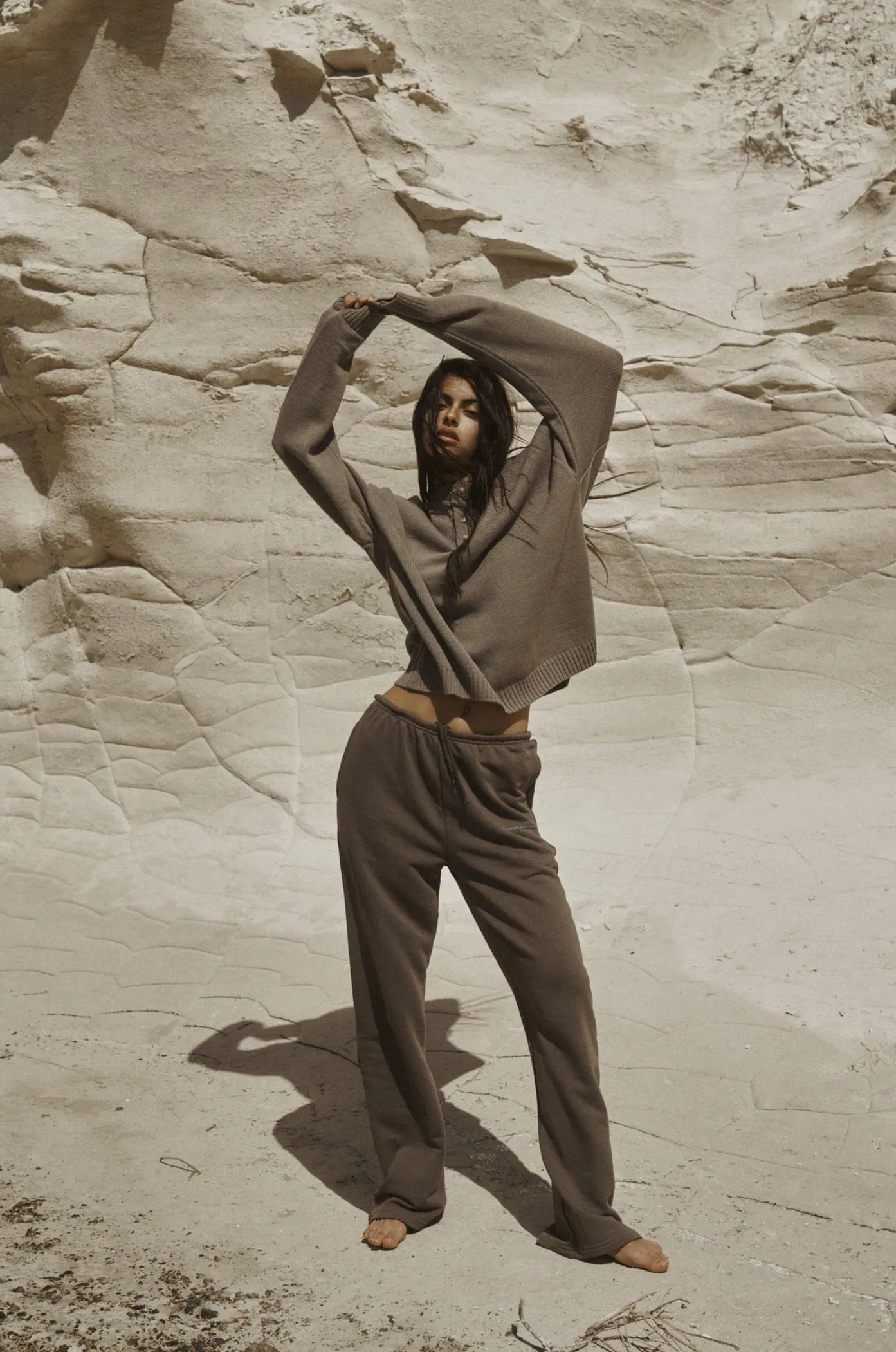 Core Wide Leg Sweatpants in Tobacco