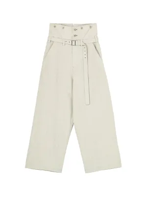 COTTON CHAMBRAY HIGH WAIST PANTS